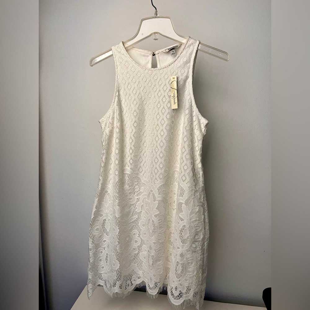 Speechless Juniors White Knit Lace Dress small NWT